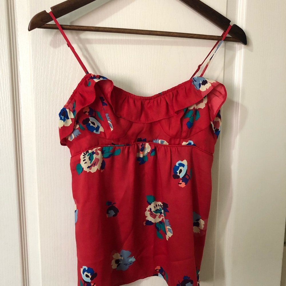 Faux Silk red tank top